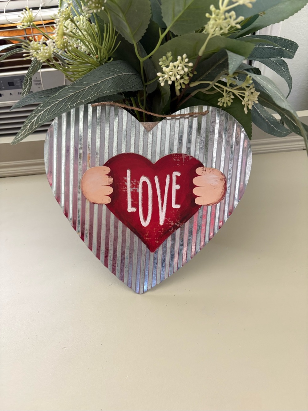 Heart Wall Decor with Red 'LOVE' Heart